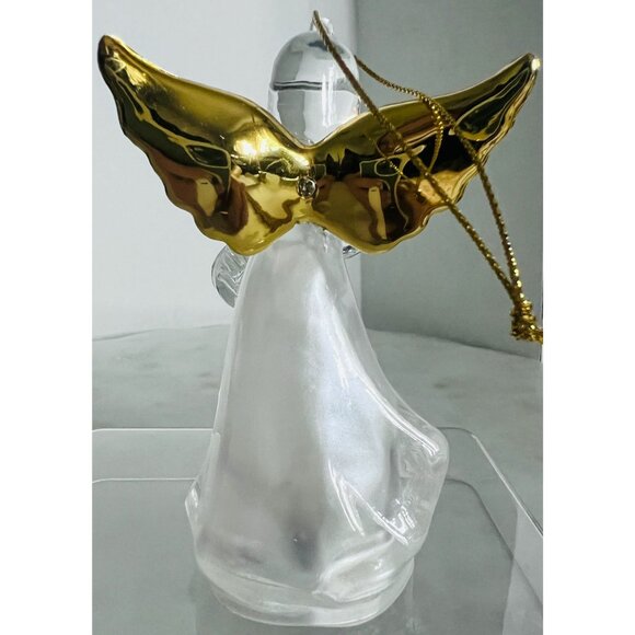Glass Angel Figurine Christmas Ornament Gold Wings & LED color changing Holiday - Picture 4 of 9